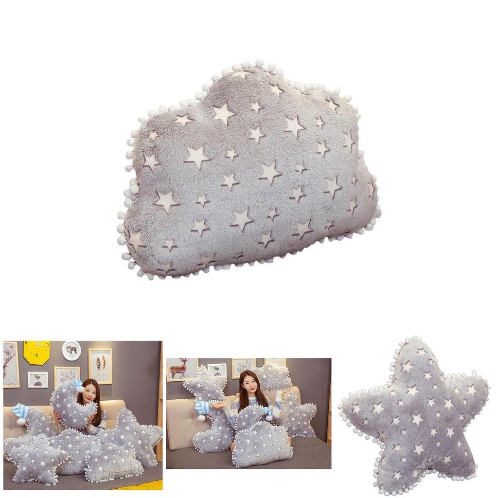 Moon And Stars Plush Pillow For Home Decor And Gift Giving Glowing Night Light Cushion