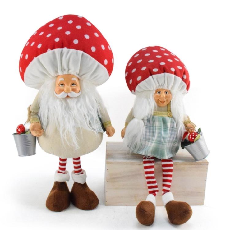 Mushroom Hat Gnomes Doll Christmas Figurine Plush Table Decoration for Holiday Gifting Polyester Ornament for Tabletop