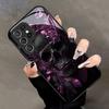 Purple Leaf Skull Pattern Glass Phone Case Suitable for Samsung Galaxy S26 S25 S24 S22 S21 S20FE/Ultra/Plus Anti Drop Back Cover