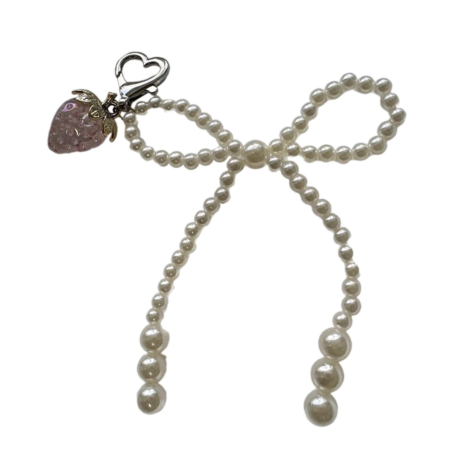 

Милый брелок с жемчужным бантом и клубникой, подвеска, брелок, очаровательные подвесные украшения для кошелька, сумки, рюкзака, сумки розовый