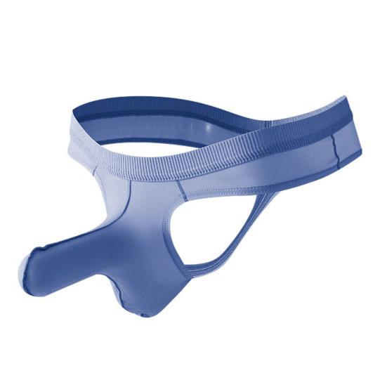 Men Thong Low-rise Elastic Waist Ice Silk Fabric Elephant Nose Design Solid Color Briefs Breathable Underwear