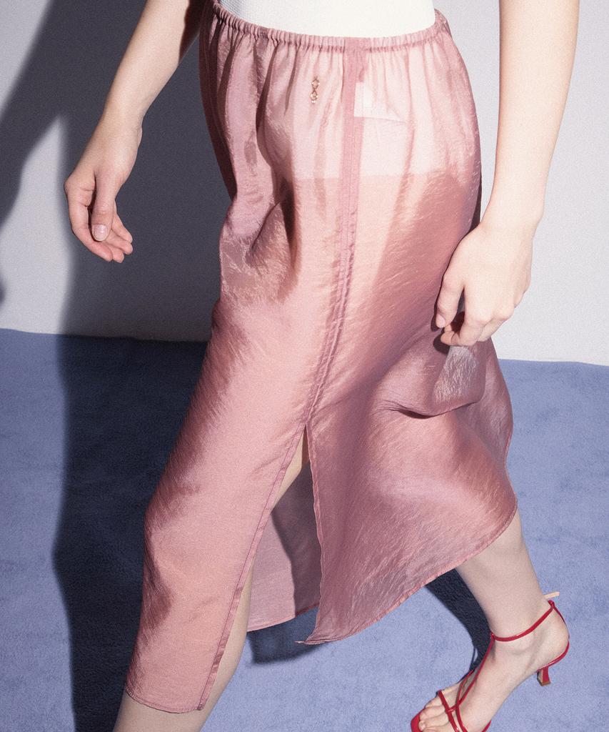 Melly And Rose Rose See-Through Organza Midi Skirt (304786)