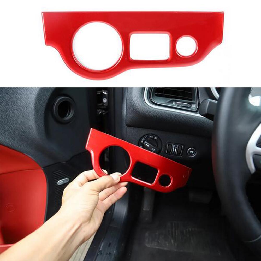 

Car Interior Headlight Switch Button Cover Trim Red For Dodge Challenger Charger