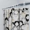 Black White Grey Cats Shower Curtain Cute Animal Pattern Bathroom Decor Waterproof Fabric Bath Rug Set For Home Decoration