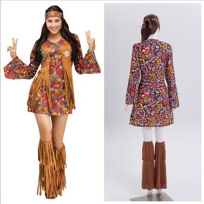 2025 Kadın Retro Hippie Püsküllü Kostüm Cadılar Bayramı için