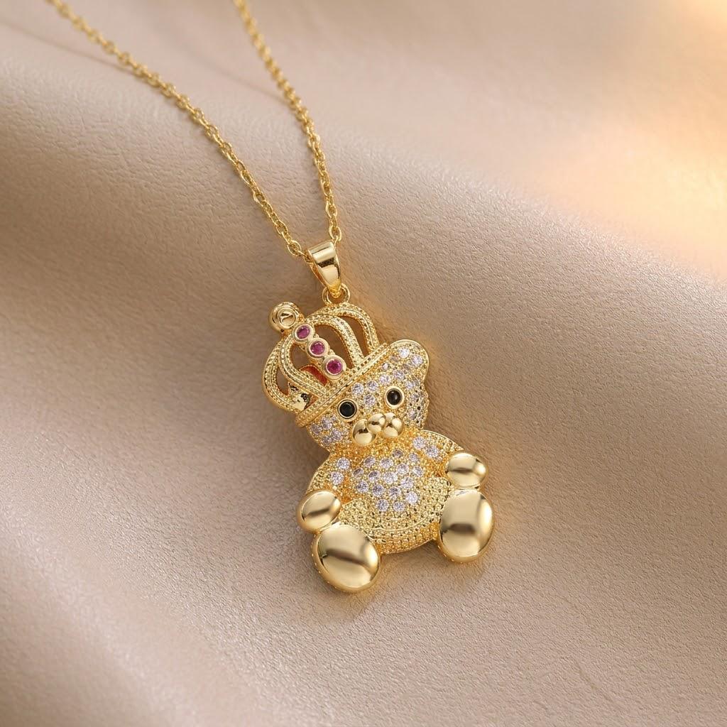 European & American Style Colored Zircon Bird & Butterfly Pendant Clavicle Necklace for Women