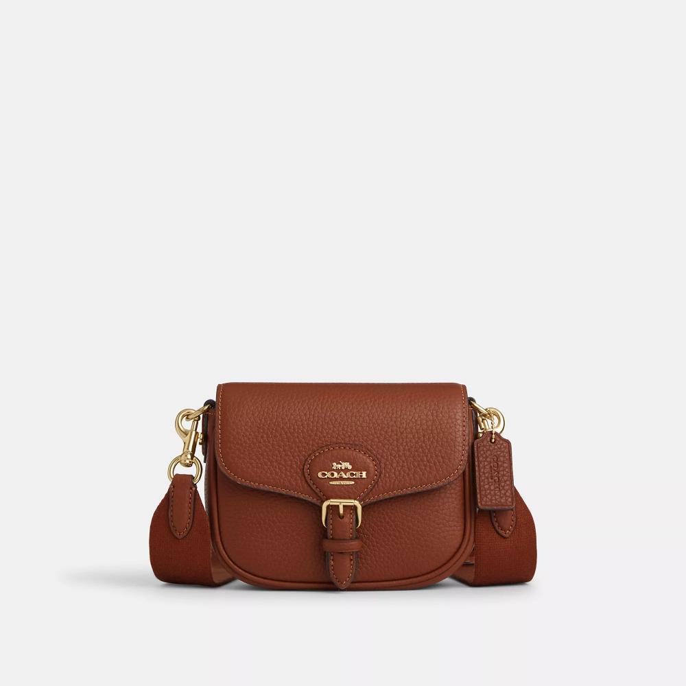 

Маленькая седельная сумка Coach Amelia, золотистое красное дерево