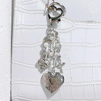Y2K Punk Herz Schlange Schleife Anhänger Schlüsselanhänger Persönlichkeit Süß Cool Perlen Schlüsselring Taschenanhänger Schlüsselhalter Geschenke