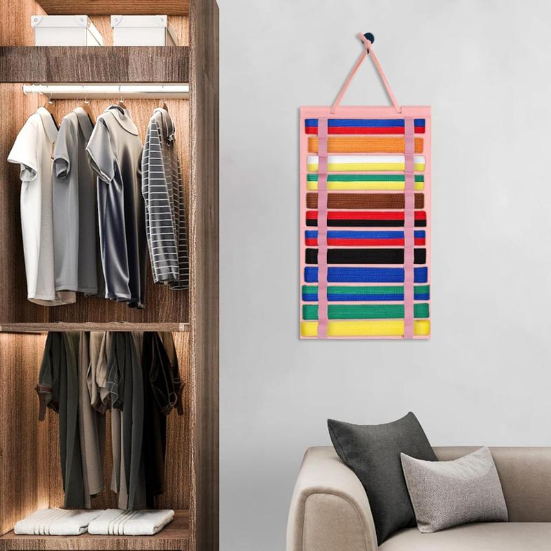 Portable karate belt display stand, with hanging medal sticks, lightweight hanging taekwondo belt display stand storage rack