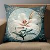 1 Stück Vintage Lilienblumen-Kissenbezug Muster Kissenbezug Geeignet für Sofa Schlafzimmer Auto Kissenbezug