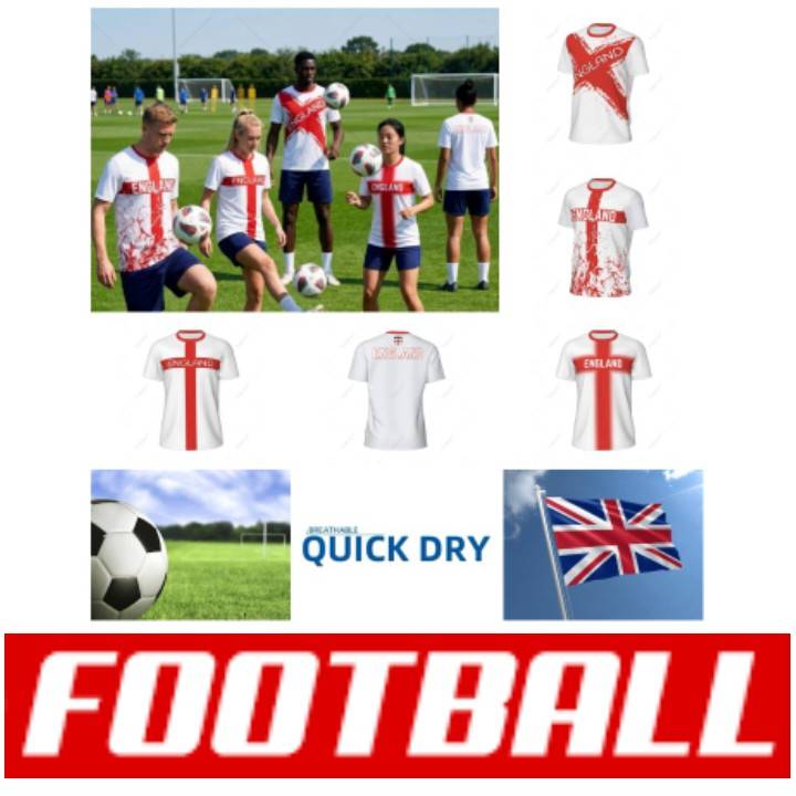 JERSEY T-shirt Football Soccer United Kingdom England UK 3D Print Flag National CHEER Short Sleeve Training Round Neck Sport Uniform Unisex Men Women