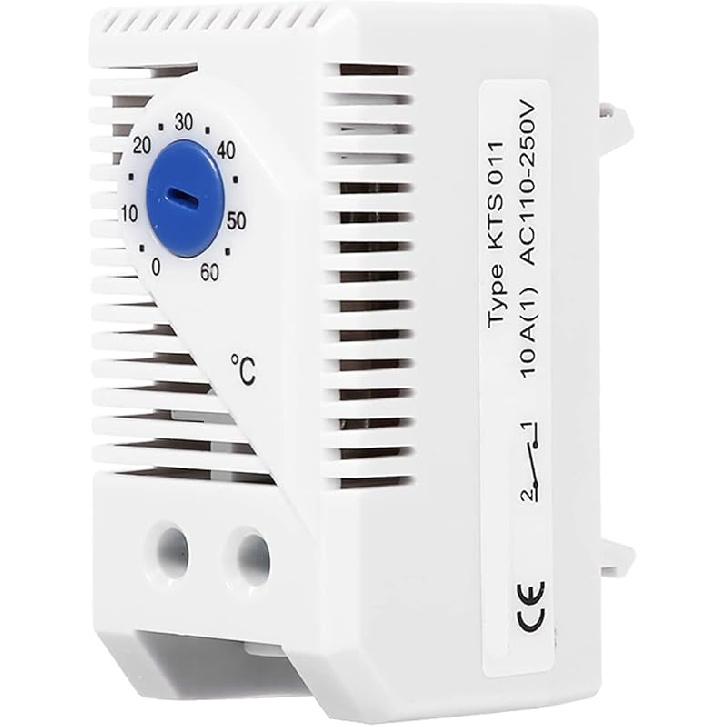Mechanical Thermostat, KTS011 0-60°C Adjustable Compact Normally Open/Closed Temperature Controller Switch 1pc(KTS011)