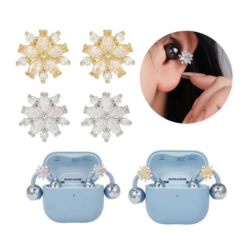 Flower Design Sparkling Zircons Headphone Buckles Clip On Ear Hook Accessory For FreeClip 1 2 Headphones Adornment
