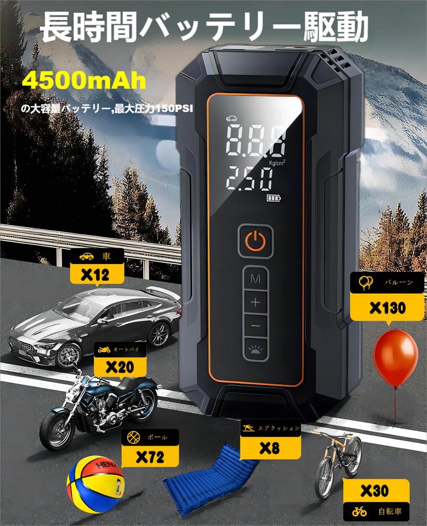 Fanwer Inflation Automatic 150 PSI Portable Air Compatible with American 4500 mAh Battery LED Digital Pump for and Outdoor Use [Fast & Shut-Off]