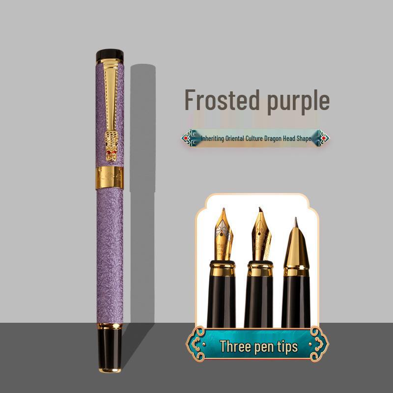 Dragon Calligraphy Fountain Pen Set: 3-Piece, Metal, Ideal for Students, Business, and Art - Unisex Design