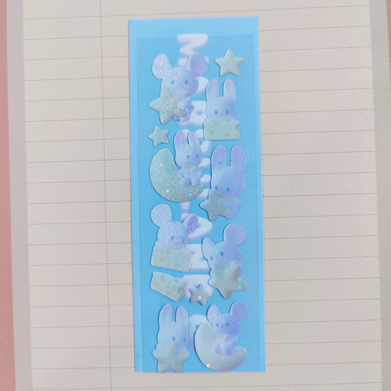 Korean Style Cartoon Guka Stickers - Cute 3D Laser Little Rabbit Diary Stickers
