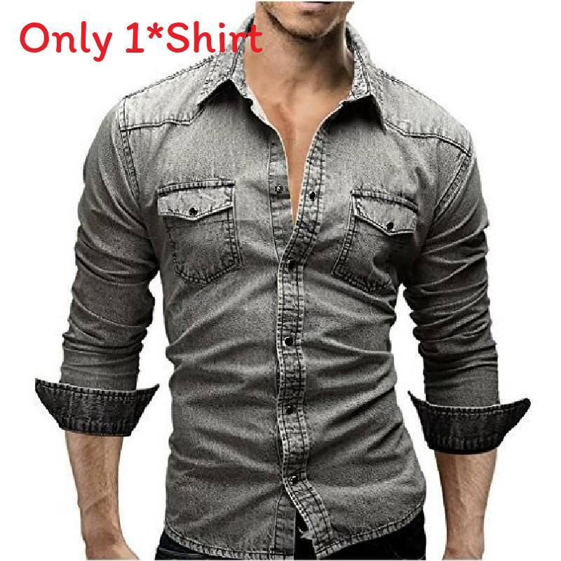 Mens Denim Shirt With Wool Blend Fabric For Casual Spring Wear