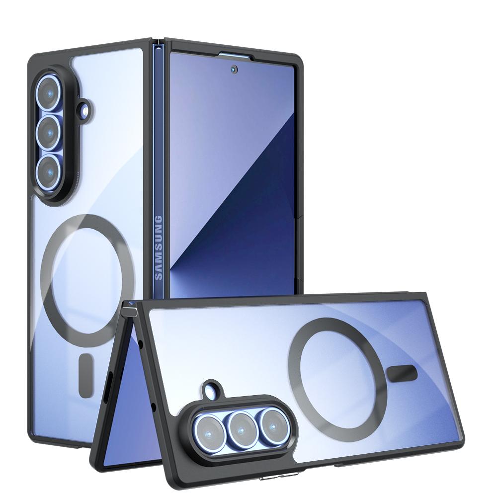 Airbag Drop-proof Phone Case for Samsung Galaxy Z Fold 7 6 5 Fold7 Fold6 Fold5 for Magsafe Transparent Magnetic Back Cover CL007