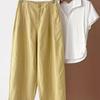 Tencel Linen Women's Wide-Leg Casual Pants - Summer 2026 Style, Lightweight, Loose Fit, Slimming, Nine-Tenths Length
