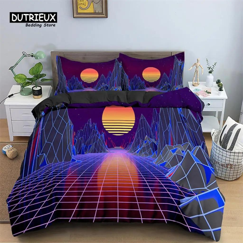 Poszewka na kołdrę Japońskie Fale Mikrofibra Abstrakcyjny Wzór Geometryczny Komplet pościeli Psychedeliczna Poszewka na kołdrę Dla Dziewcząt Pokój Nastolatka