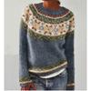Suéter, para mujer, cuello redondo, bloque de color, corte holgado, jersey, suéter de punto, cálido, top casual