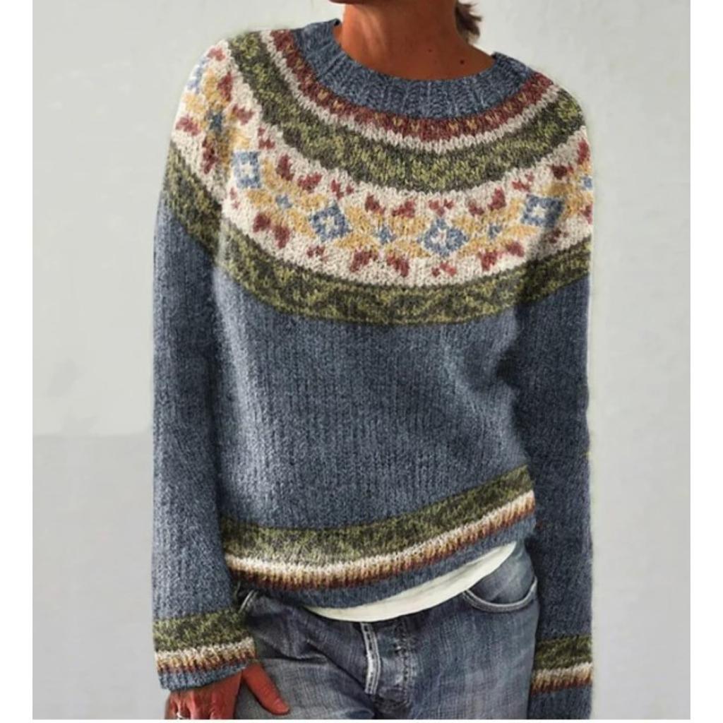 Pull, Femme, Col Rond, Bloc de Couleurs, Coupe Ample, Pull-over, Pull Tricoté, Chaud, Haut Décontracté