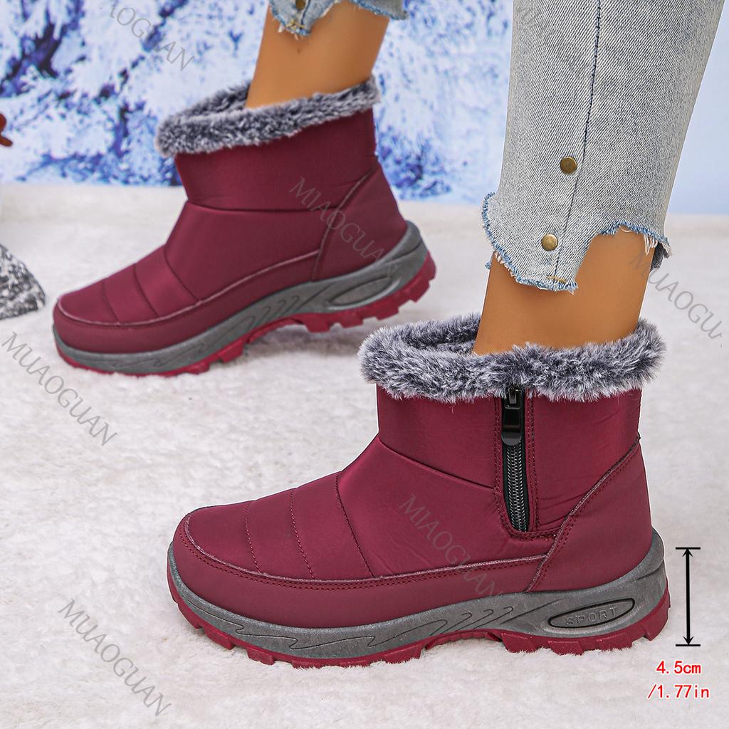 Fashion Furry Snow Boots Women 2025 Winter Retro Thick Bottom Warm Middle-aged Cotton Botas Casual Short Plush Side Zip Mom's Shoes