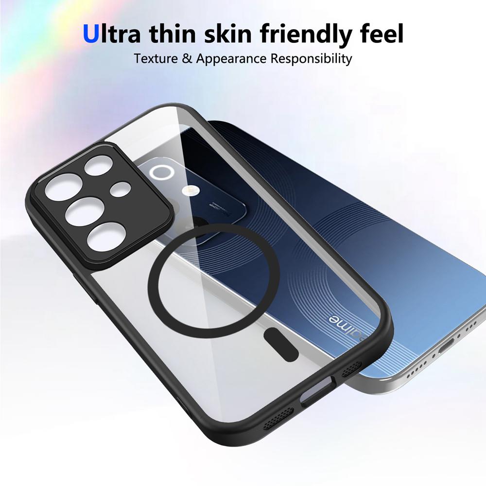 KEYSION Transparent Magnetic Phone Case for Realme C85 5G Soft Silicone+PC HD Clear Shockproof Back Cover for OPPO Realme C85