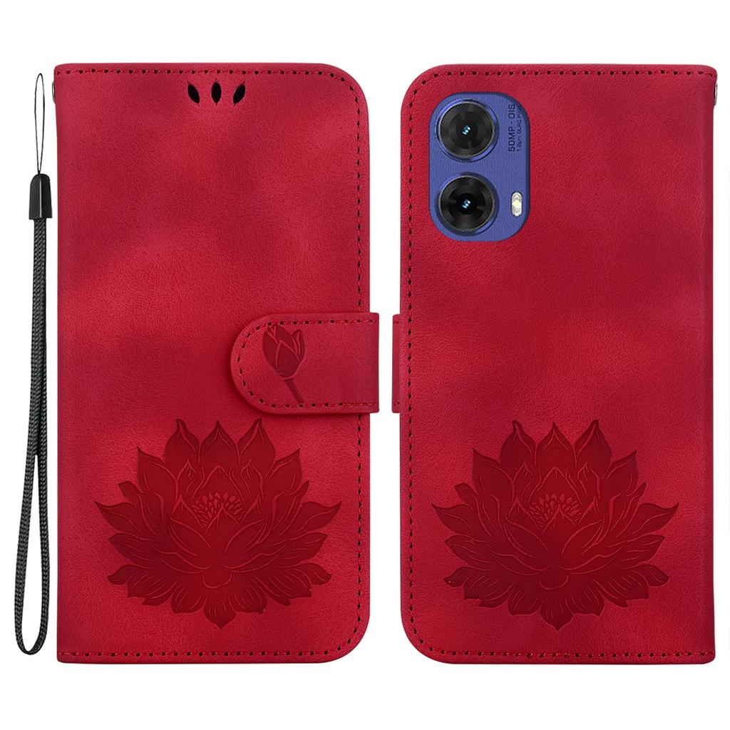 Für Motorola Moto G85 5G/S50 Neo 5G Brieftasche Hülle Lotus Prägung Leder Handyhülle