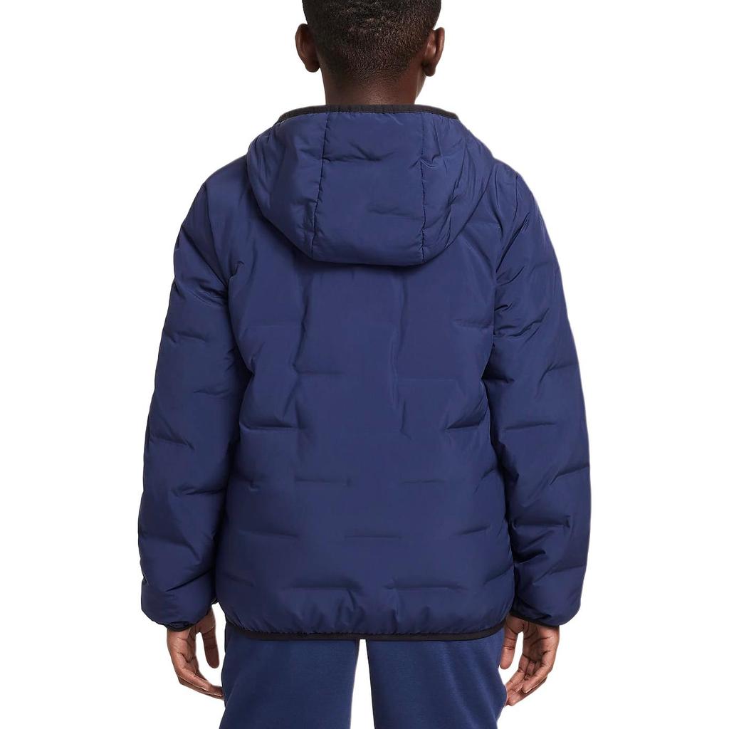 Nike Down Jacket Hooded Zipper Versatile Long Sleeve Dark Navy Kids Jackets HQ7186-410