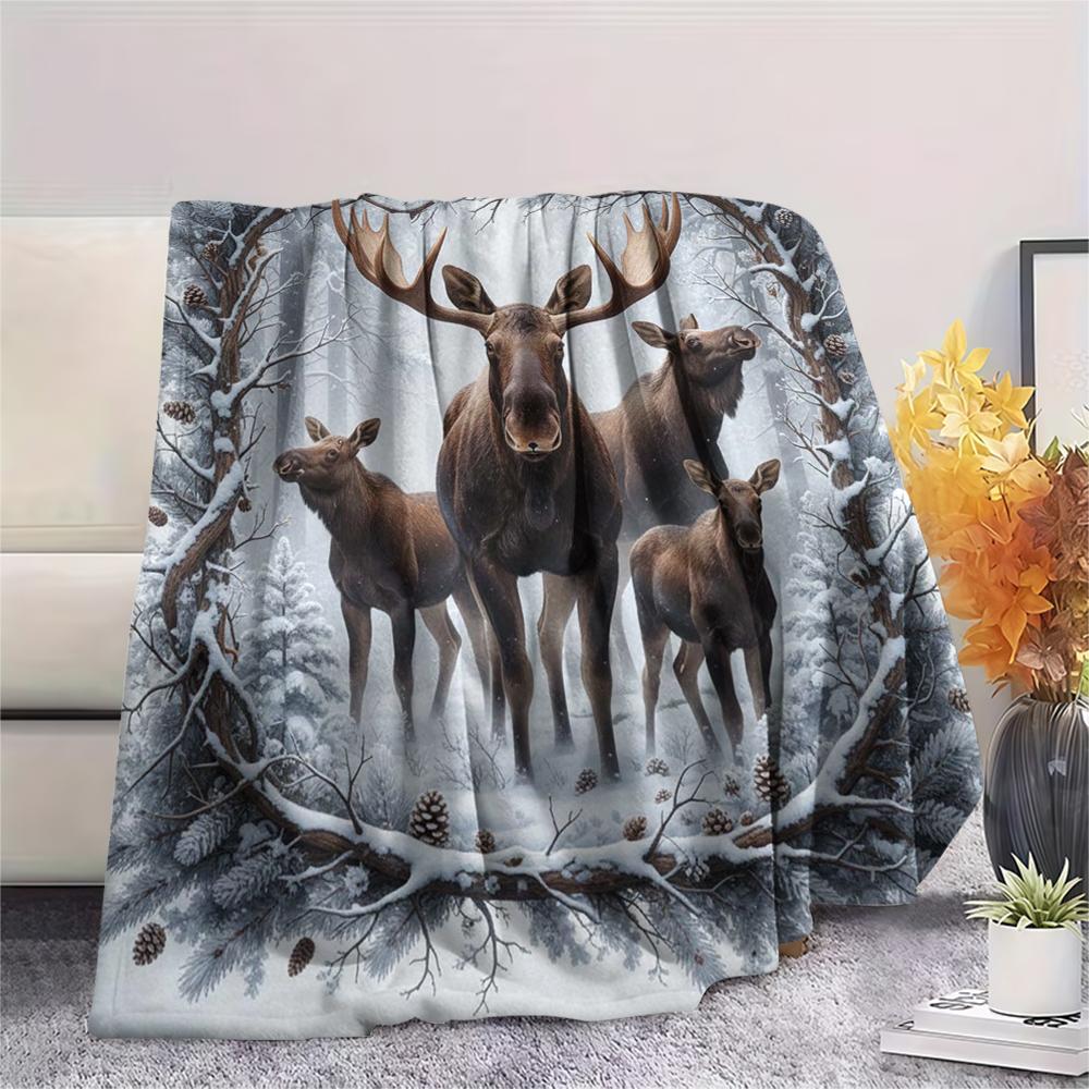 1Pc Cartoon Print Flannel Blanket, High Quality Comfortable for All Seasons, Home Decor, Warmth and Comfort, Perfect for Christmas Birthday Gift