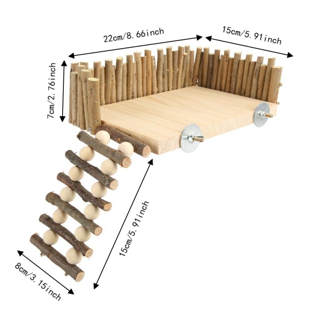 1 set Log Hamster Climbing Platform Handcrafted Wood Wooden Chewing Toy Screw Type Stable Hamster Activity Platform Golden Bear