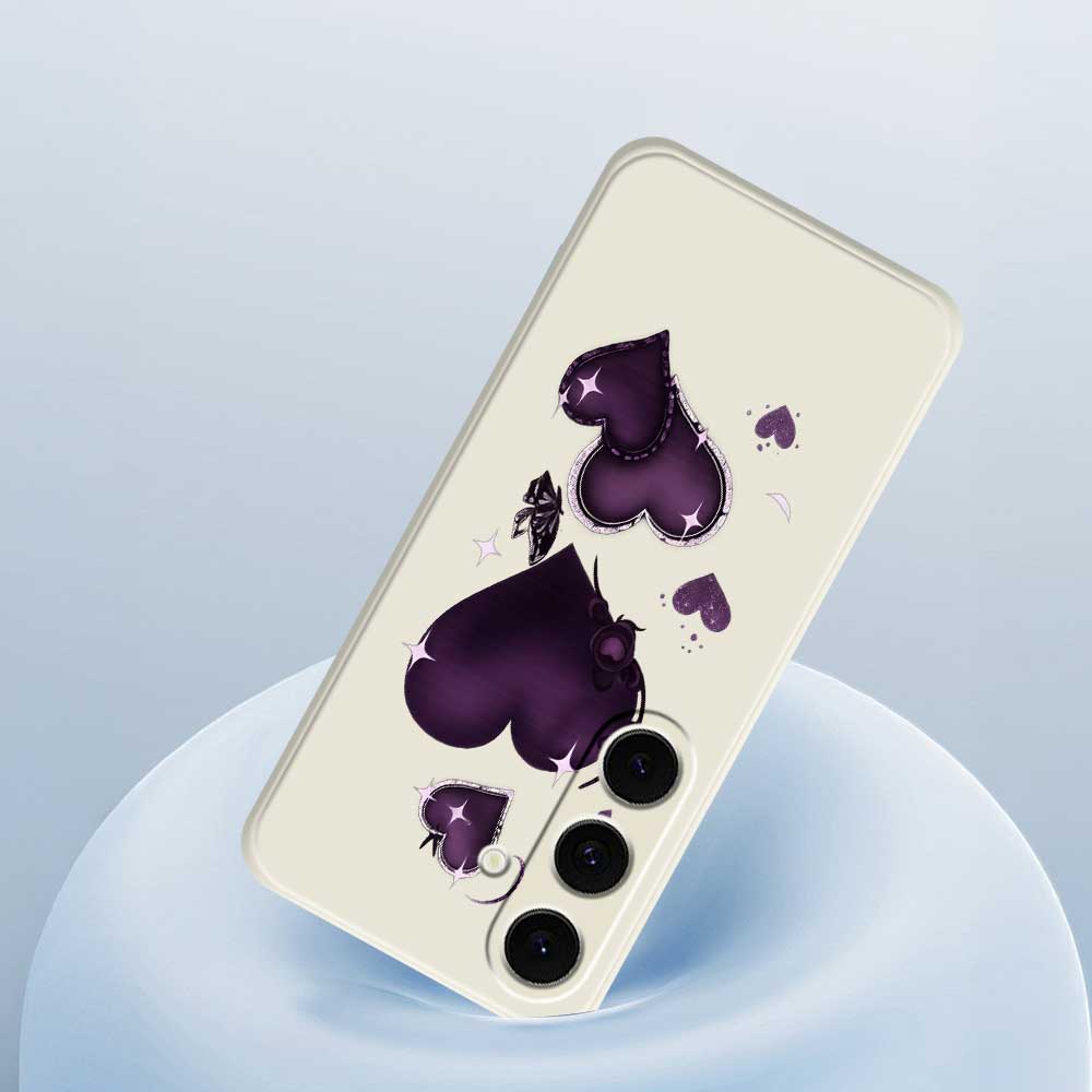 For Samsung Galaxy S25 FE Case Purple Love Pattern Printing Straight Edge TPU Phone Back Cover