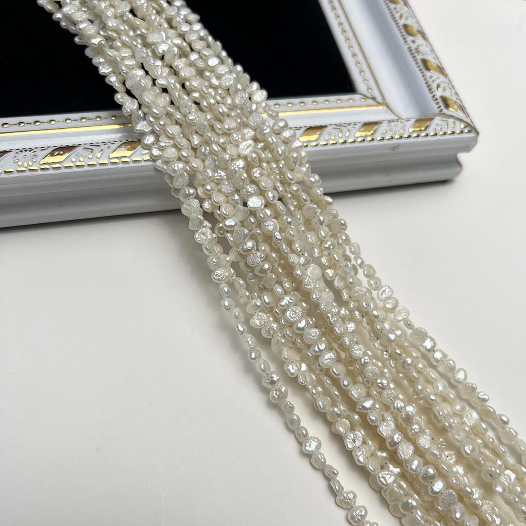 1String, White Natural Freshwater Pearls, Handmade Nugget Pearl Pearl Beads for Jewelry Making DIY Crafts (Beads 3-5mm, Length 36cm)