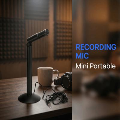 Black Adjustable Bracket Microphone 3.5mm Portable Condenser Microphone Recording Tech