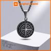 Vnox Vintage Seeker Compass Halsketten für Männer, wasserdichter runder Münzanhänger aus Edelstahl, Rock-Punk-Halsband als Geschenk