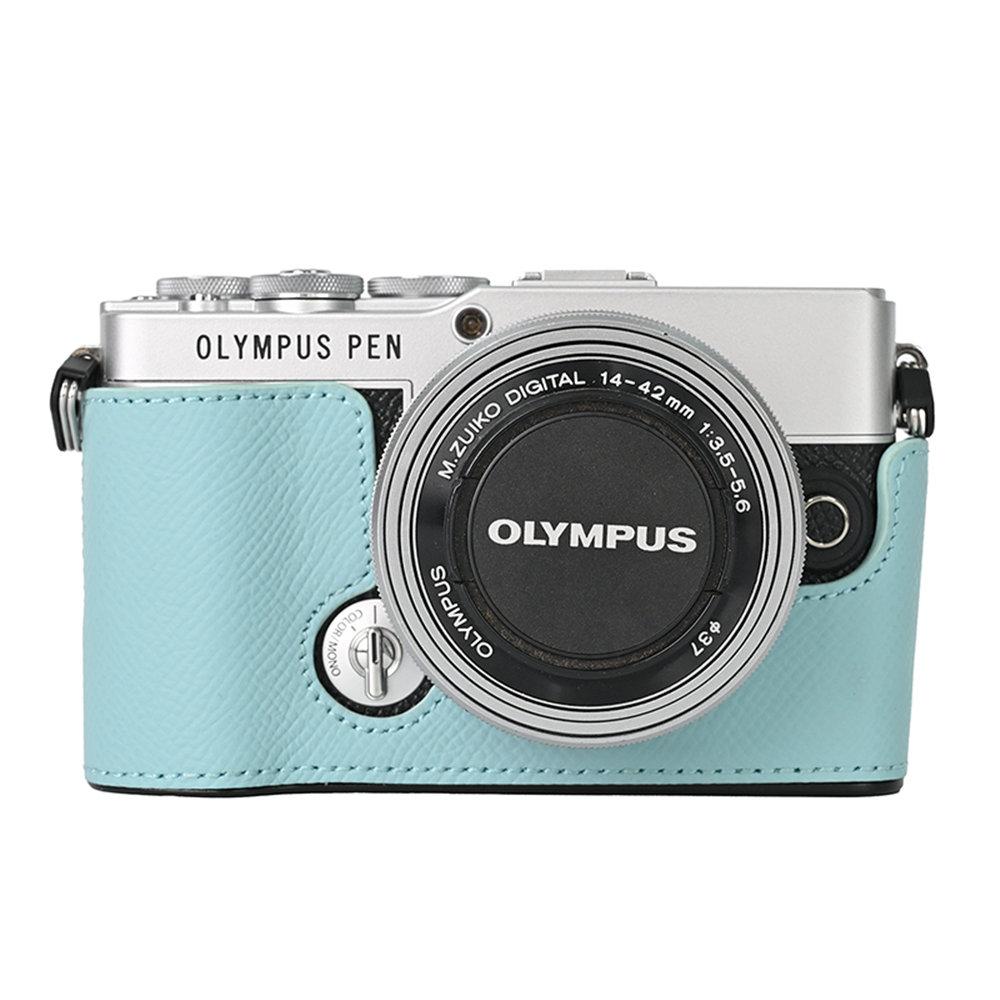 Aluminum Metal Genuine Leather Camera Half Body Case For Olympus PEN E-P7 EP7 Battery Opening Bottom Cover
