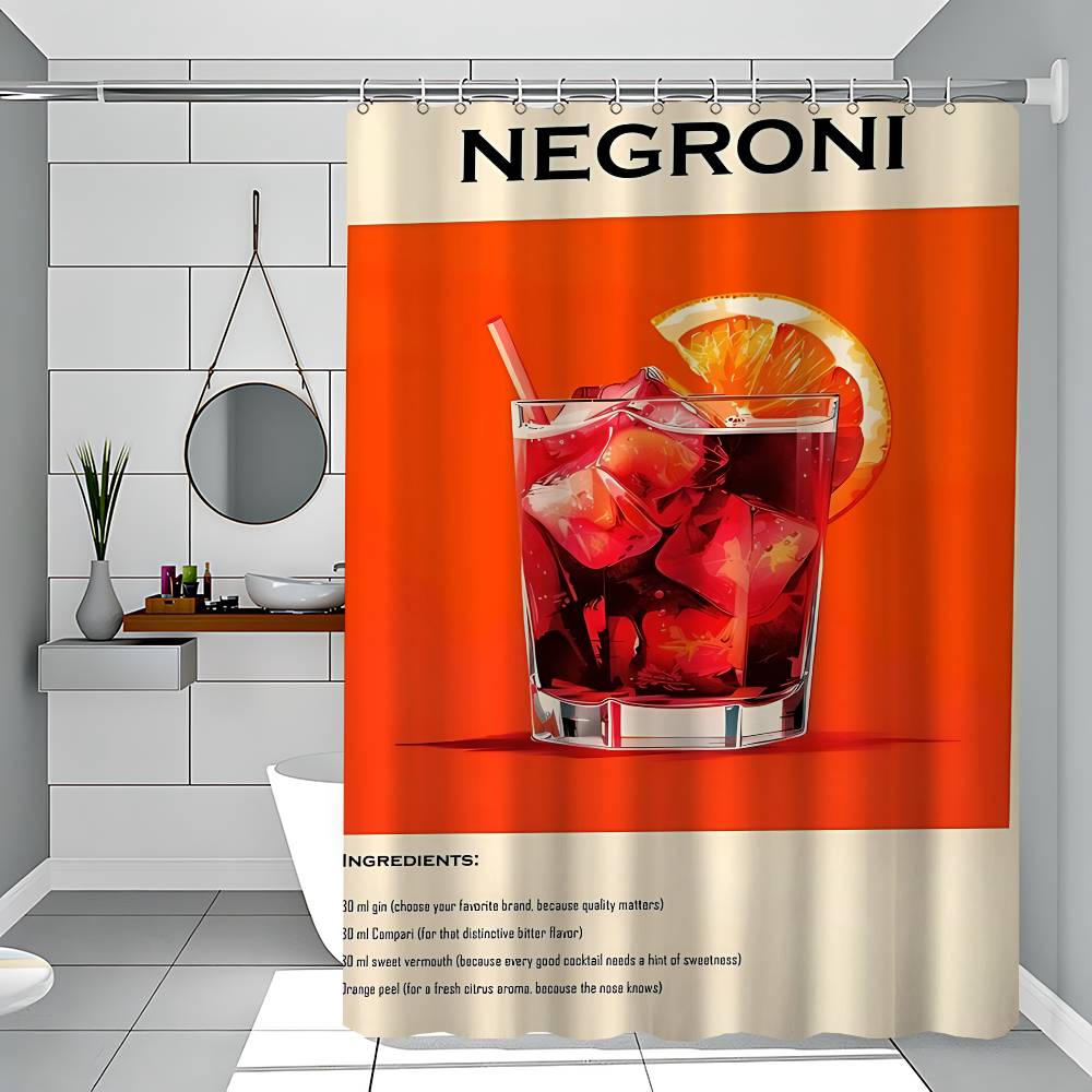

Old Fashioned Cocktail Drinks Negroni Mojito 1PC Printed Shower Curtain Waterproof Washable With 12 Hooks Bathroom Shower Home 90x180 cm
