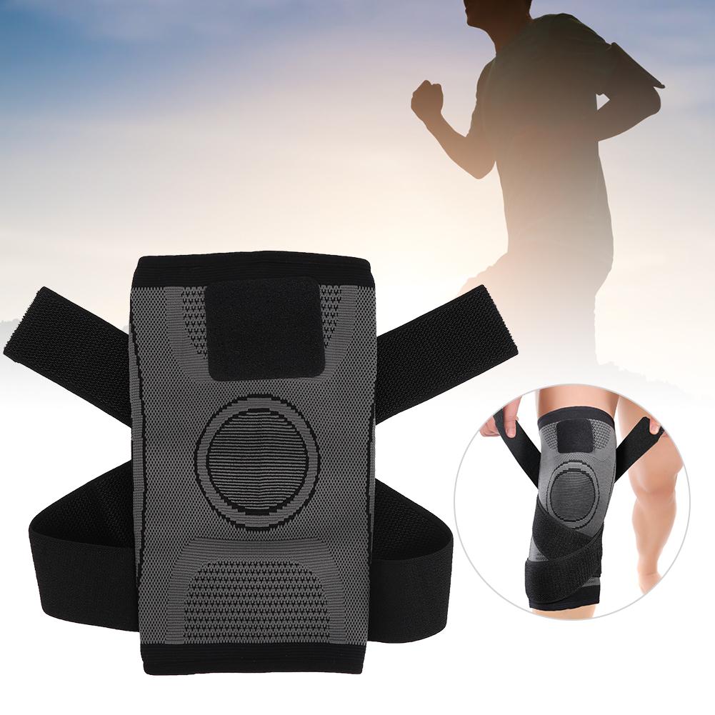 Outdoor Sport Compression Kneepad Fixed Belt Kneecap Fitness Training  Protective Gear GrayM