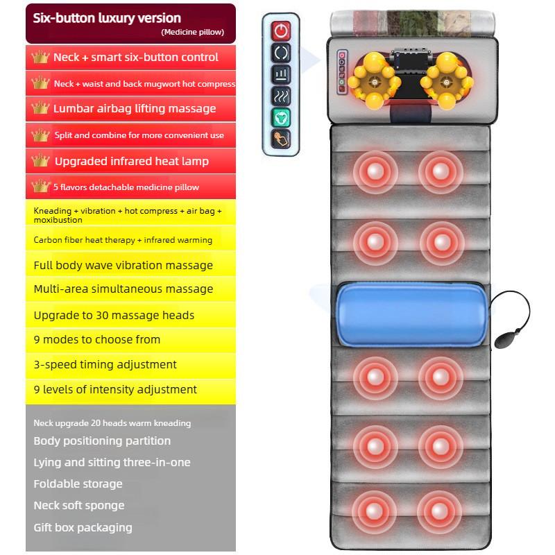 Multi Functional Massage Mattress Waist And Neck Heating Massager Household Intelligent Electric Cushion