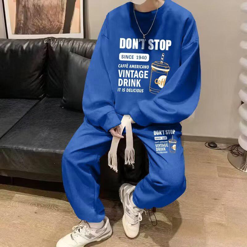 Harajuku Style Men's Trendy Casual Set: Creative Loose Hoodie & Pants Two-Piece