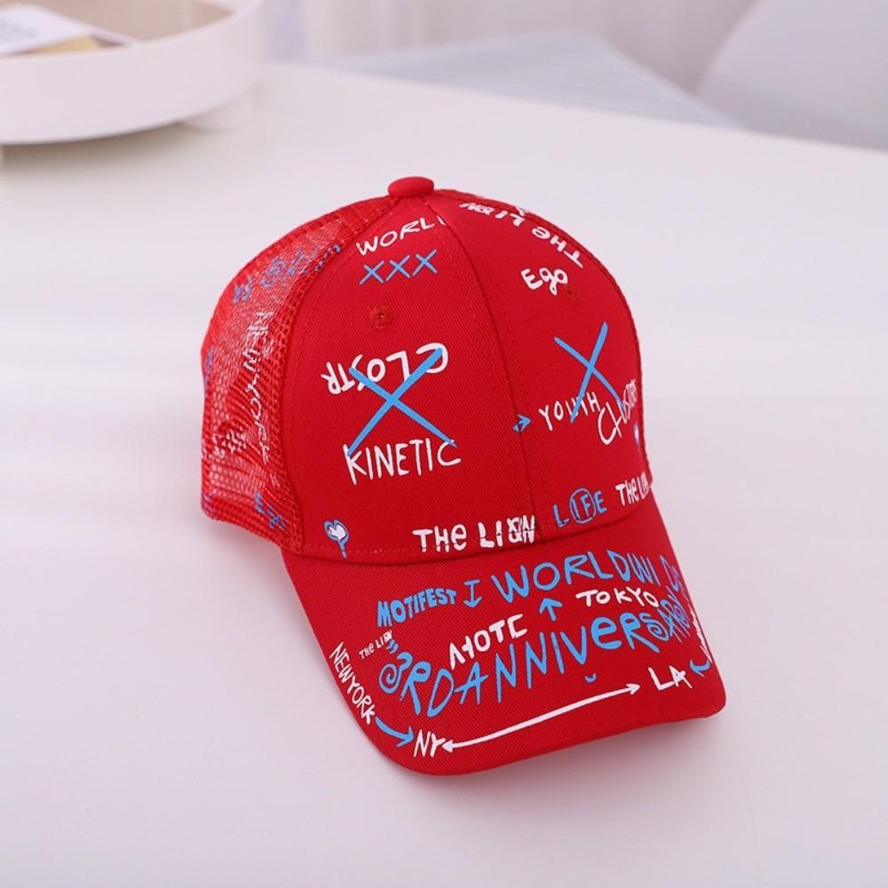 Trendy Adjustable Baseball Cap Breathable Sun Protection Graffiti Print Cap Hip Hop Sunshade Hats for Boys Girls
