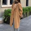Palton de iarnă din lână pentru femei Îngroșat Rever dublu Stil lung Culoare solidă Mânecă lungă Larg