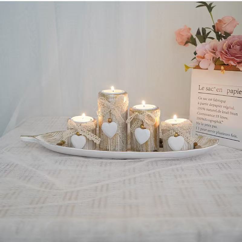 Wooden Candle Holder Wedding Decor With Handcrafted Design For Romantic Table Setting
