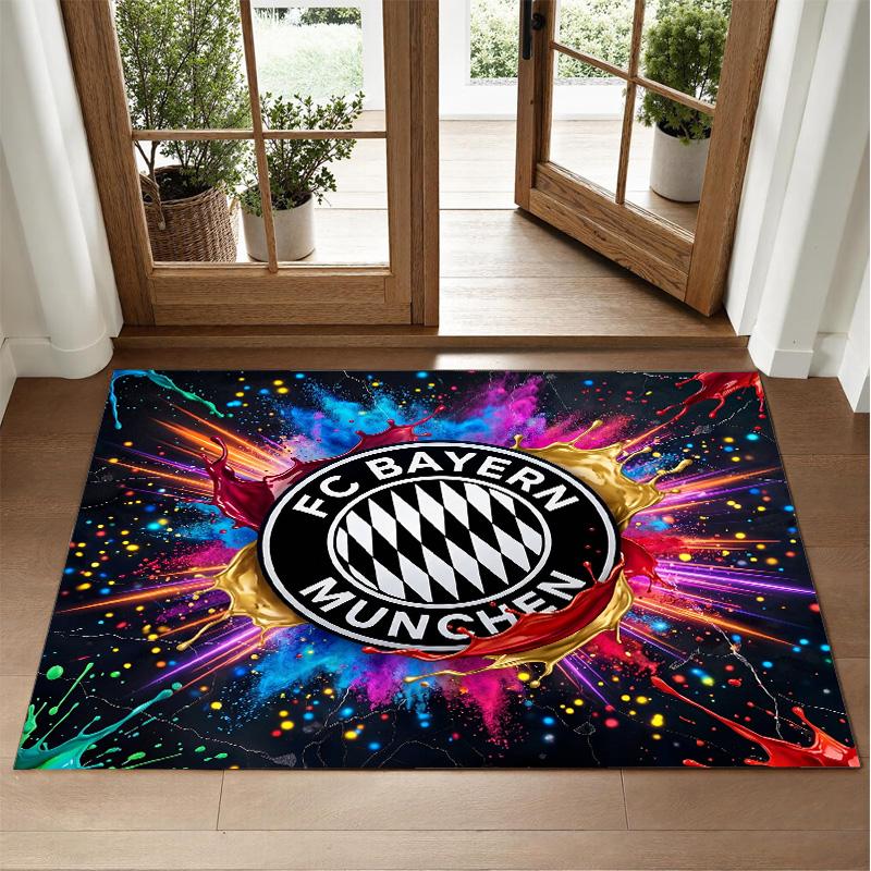 Bayern Munich Design Crystal Velvet Rug Soft Decorative Mat for Bedroom Entrance