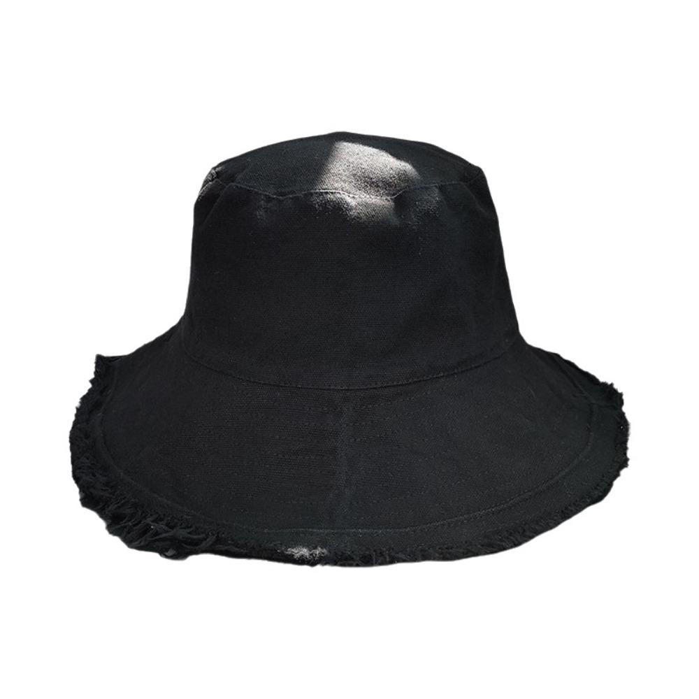 Foldable Raw Edge Fisherman Hat Sunshade Sun Protection Cap Versatile Thin Bucket Hat  Women