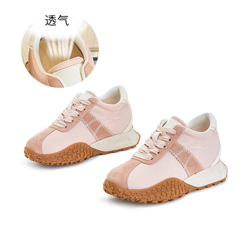 

Leather inner height increase 3cm Forrest Gump shoes women s 2025 spring new platform height increase retro color matching sports shoes versatile shoe 35 розовый