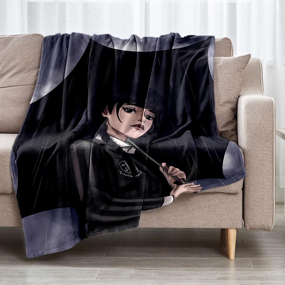 Wednesday Theme Printed Blanket - Perfect for Couch, Bed, Travel & Outdoor Use | Machine Washable, Cozy & Durable.