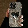 Luxury Bling Glitter Plating 3D Love Heart Mirror Sequins Case For iPhone 17 Air 16 14 15 13 12 11 Pro Max Lens Protection Cover