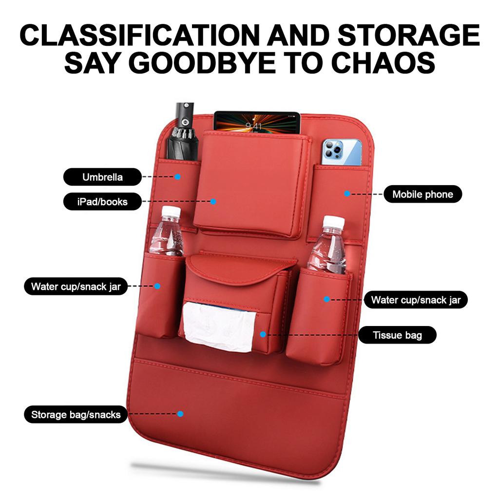 Obbarde Car Seat Back Organizer Storage Bag Compatible with Mercedes BMW Leather Waterproof Kick Mat